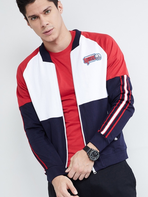 

max Men Blue & Red Colourblocked Sporty Jacket
