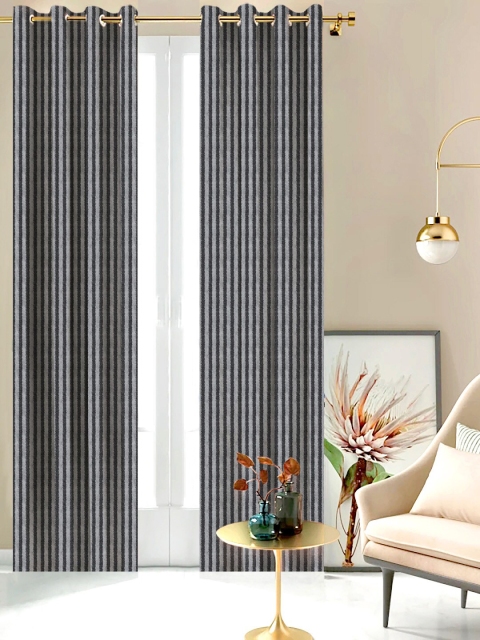 

SHIVANAA HOMES Black & Grey Single Room Darkening Curtain