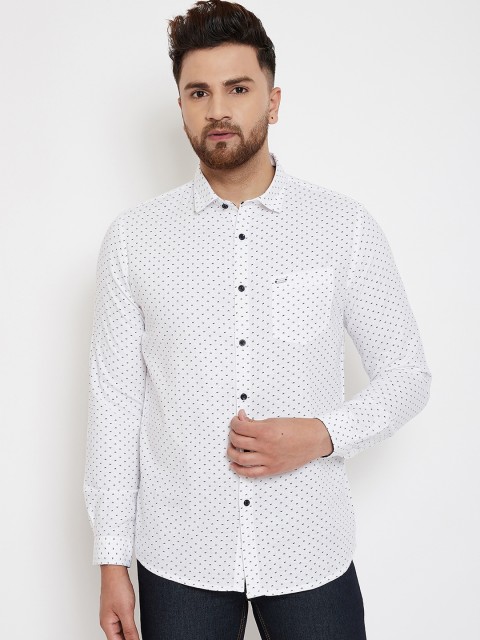 

Canary London Men White Smart Slim Fit Printed Casual Shirt