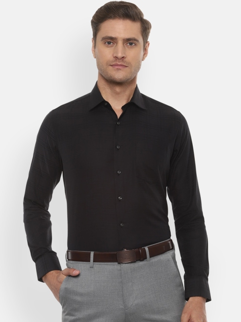 

Van Heusen Men Black Slim Fit Self Design Formal Shirt