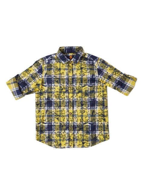 

URBAN SCOTTISH Boys Yellow & Blue Regular Fit Printed Casual Shirt