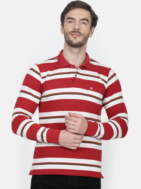 

Monte Carlo Men Red Striped Polo Collar T-shirt