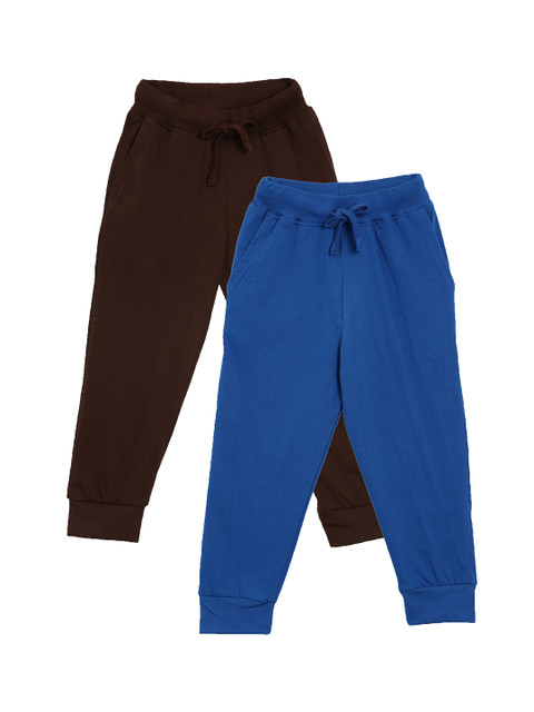 

KiddoPanti Boys Pack of 2 Solid Straight Fit Joggers, Blue