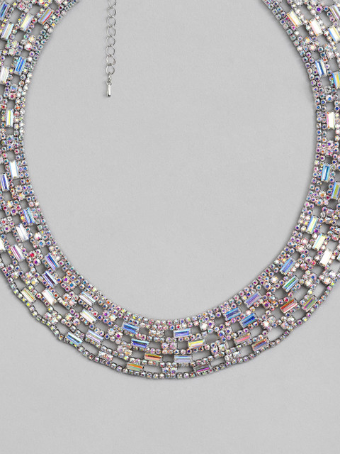 

Rubans Silver-Plated Rhinestone Choker Necklace