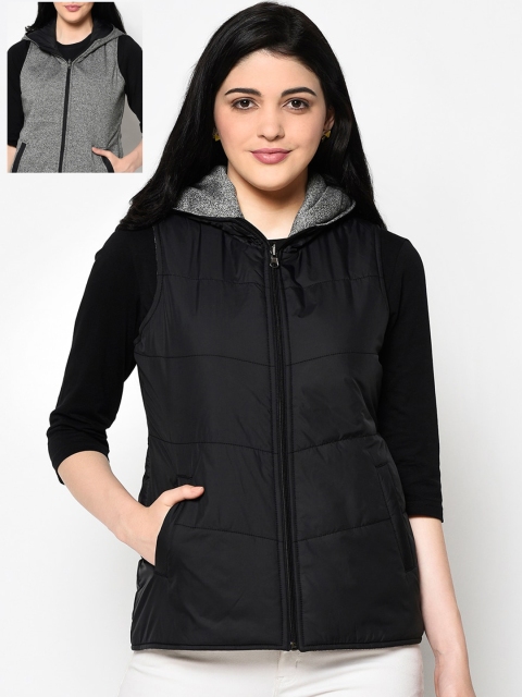 

Trufit Women Black Solid Reversible Padded Jacket