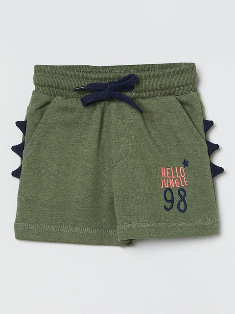 

max Boys Olive Green Solid Regular Fit Shorts
