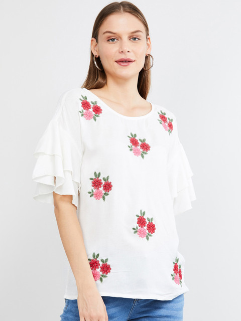 

max Women Off-White Embroidered Top