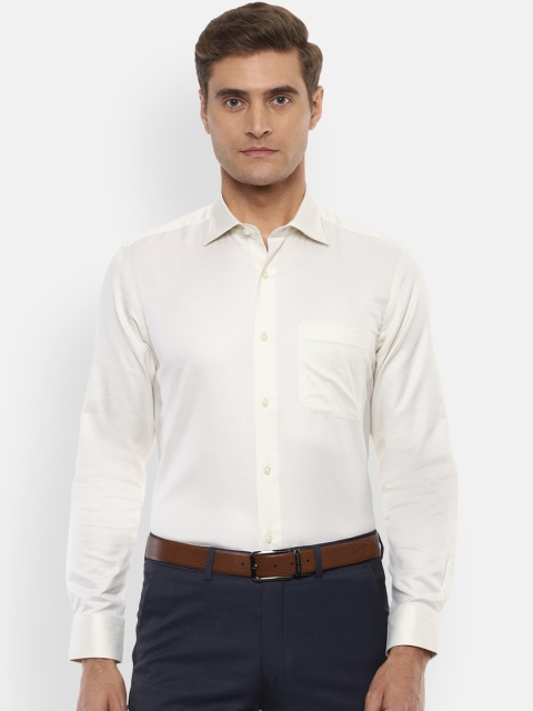 

Louis Philippe Men Cream-Coloured Regular Fit Self Design Formal Shirt