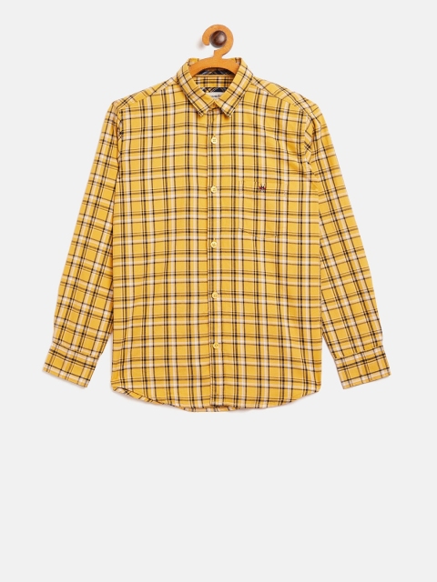 

Crimsoune Club Boys Yellow & Black Slim Fit Checked Casual Shirt