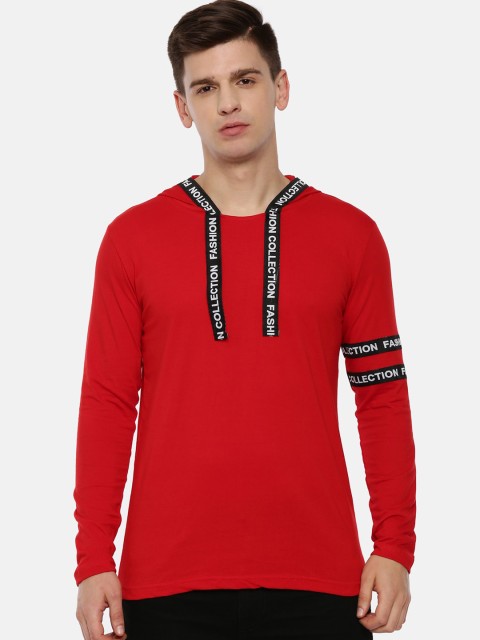 

KAY DEE Men Red Printed Hooded T-shirt