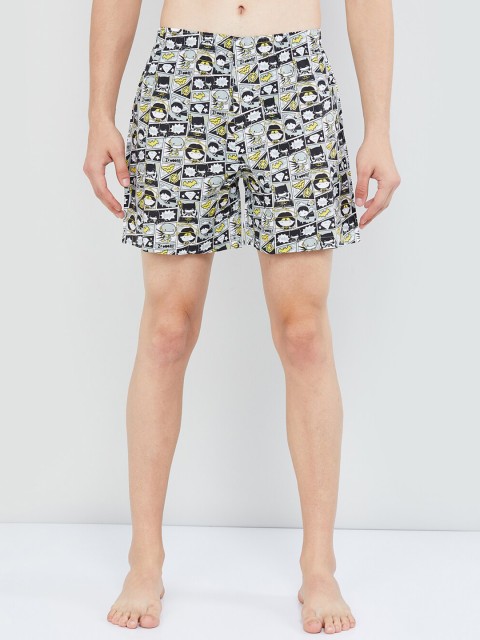 

max Men White & Black Superheroes Printed Boxers NOOSCHBXWHE