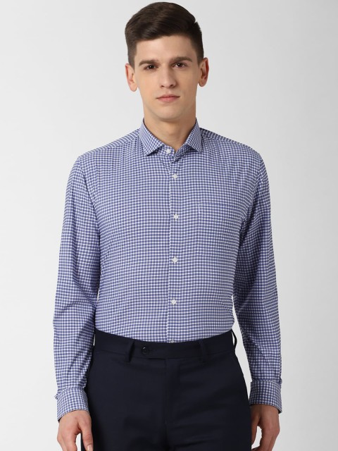 

Peter England Men Blue Slim Fit Checked Formal Shirt