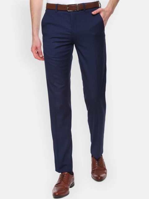 

Van Heusen Men Navy Blue Slim Fit Solid Formal Trousers