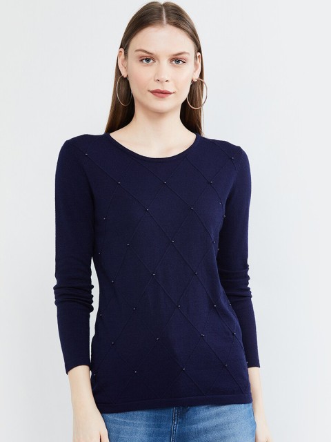 

max Women Blue Embellished Top