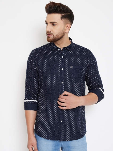 

Canary London Men Navy Blue & Off-White Slim Fit Printed Casual Shirt
