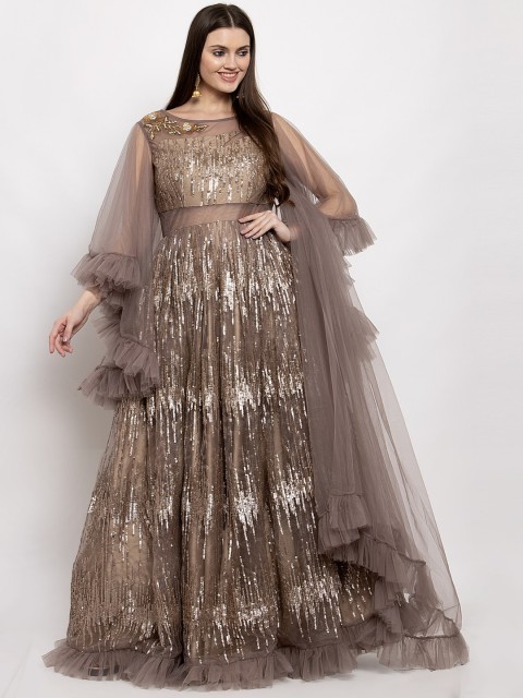 

KHALOM Women Copper-Toned Embellished Maxi Dress