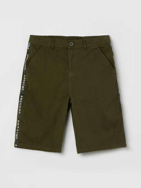 

max Boys Olive Green Solid Regular Fit Chino Shorts