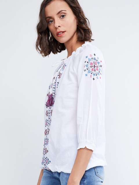 

max Women Off-White Embroidered Top