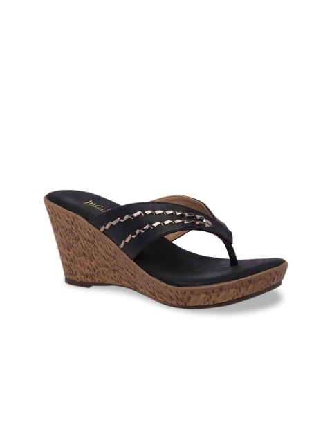 

Inc 5 Women Black & Gold-Toned Embellished Wedges