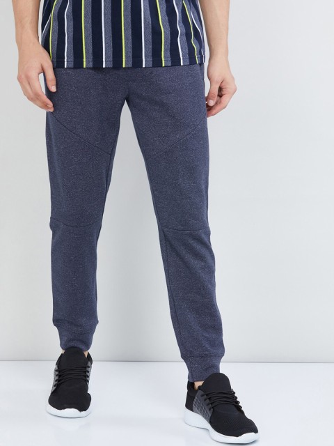 

max Men Navy Blue Solid Joggers