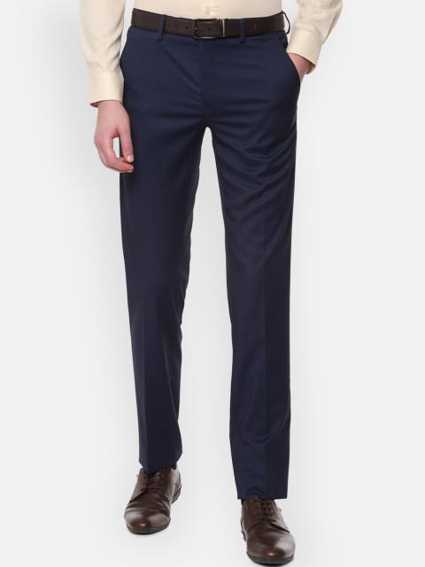 

Van Heusen Men Navy Blue Slim Fit Solid Formal Trousers