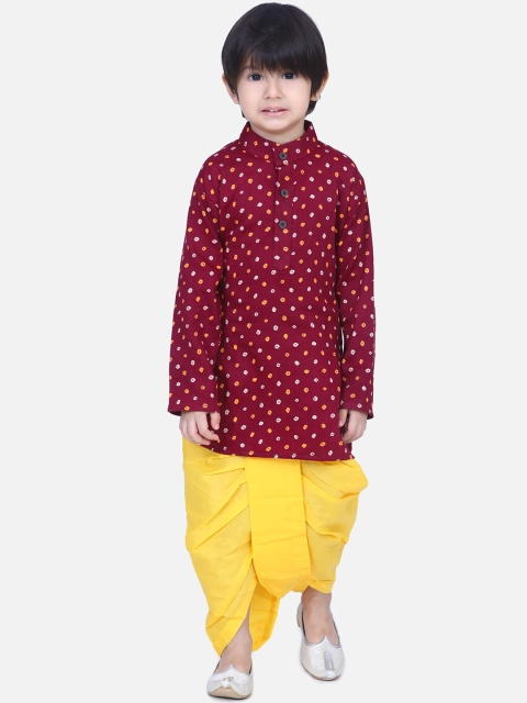 

BownBee Boys Maroon & Yellow Printed Kurta with Dhoti Pants