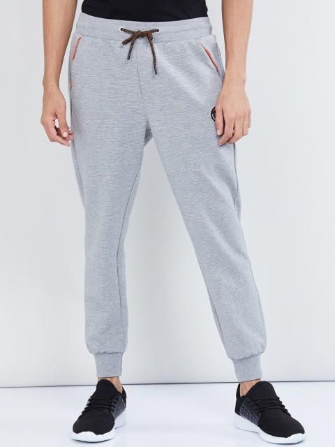 

max Men Grey Melange Solid Straight-Fit Joggers