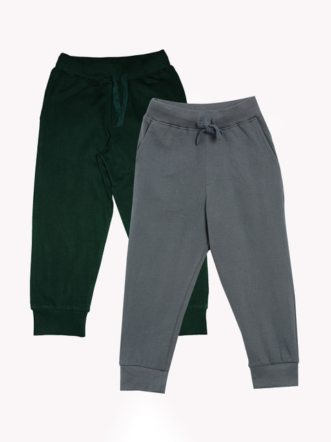 

KiddoPanti Boys Green & Grey Solid Straight-Fit Mid-Rise Joggers