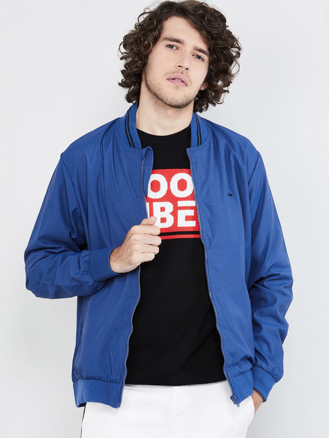 

max Men Blue Solid Bomber