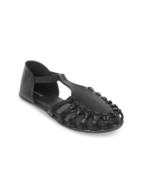 

Mochi Women Black Solid Open Toe Flats