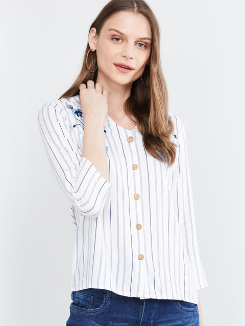 

max Women Off-White Striped Shirt Style Top
