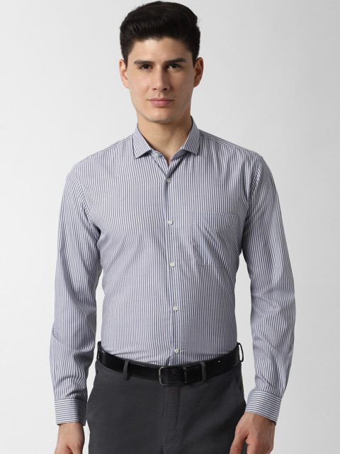 

Peter England Men Grey Regular Fit Striped Formal Shirt
