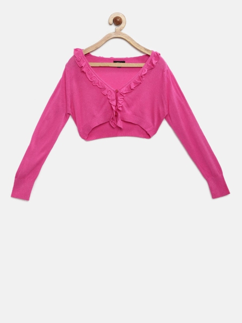 

Akiva Infant Girls Pink Solid Open Front Shrug