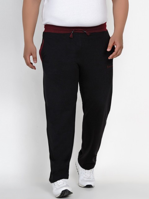 

John Pride Men Black Solid Straight-Fit Plus Size Track Pants
