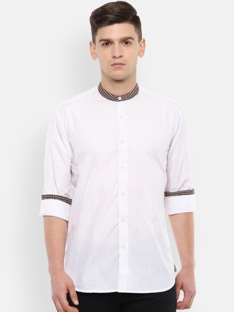 

Louis Philippe Men White Slim Fit Checked Casual Shirt