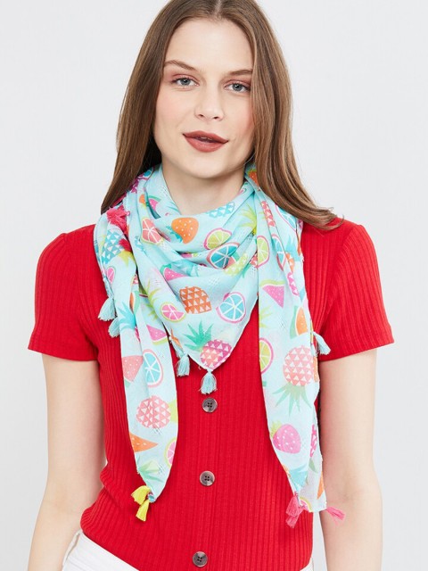 

max Women Turquoise Blue Printed Scarf