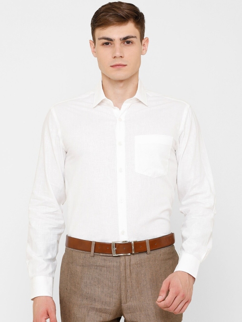 

CAVALLO by Linen Club Men Cotton Linen White Regular Fit Solid Formal Shirt