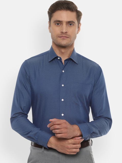 

Van Heusen Men Blue & Off-White Slim Fit Self Design Formal Shirt