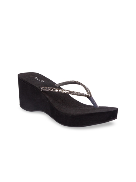 

Inc 5 Women Grey & Black Embellished Wedges