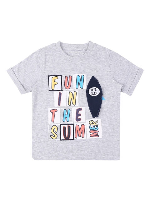 

Pantaloons Junior Boys Grey Melange Printed Round Neck T-shirt
