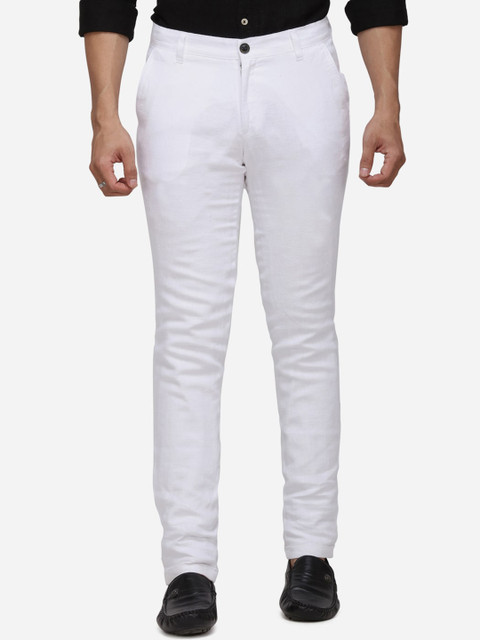 

JADE BLUE Men White Regular Fit Solid Regular Trousers