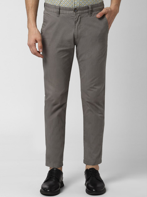 

Peter England Casuals Men Grey Slim Fit Solid Regular Trousers