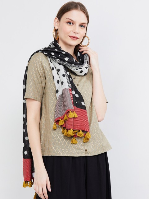 

max Women Black & White Printed Scarf