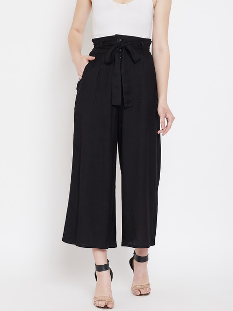 

LUCERO Women Black Loose Fit Solid Culottes
