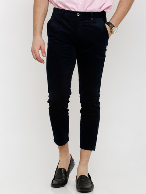 

Rex Straut Jeans Men Navy Blue Slim Fit Solid Cropped Chinos