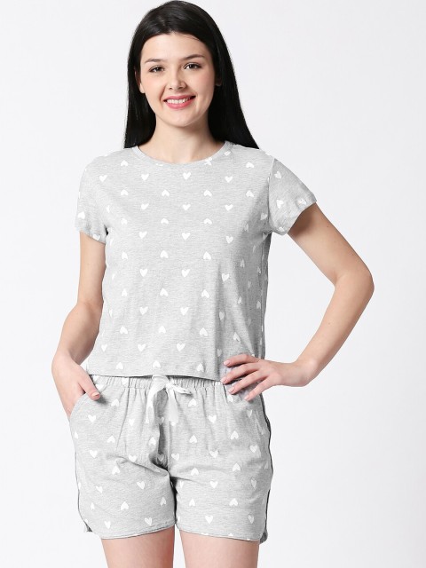 

I like me Women Grey & White Printed Night suit ILM-WBS