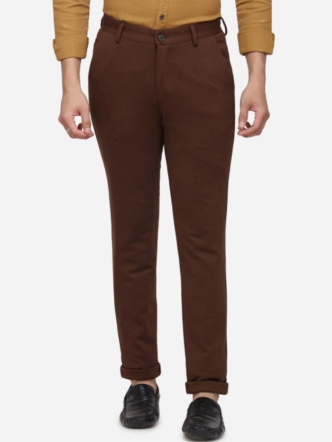 

JADE BLUE Men Rust Slim Fit Solid Regular Trousers