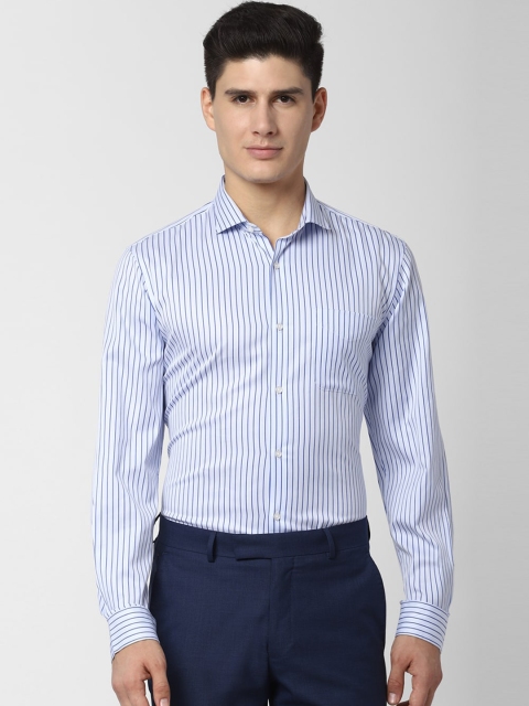 

Peter England Men White & Blue Slim Fit Striped Formal Shirt