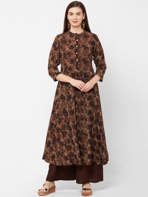 

Juliet Women Coffee Brown Printed Anarkali Kurta