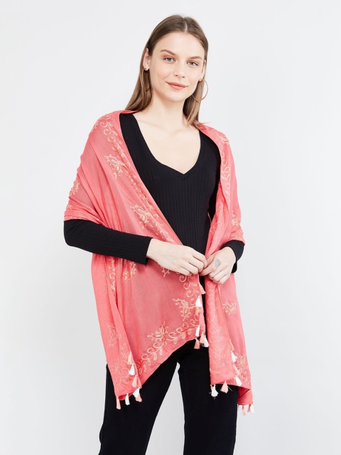 

max Women Pink Embroidered Scarf